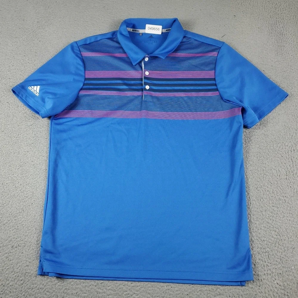 Adidas Polo Shirt Mens Size Large Blue Golf Casual Short Sleeve